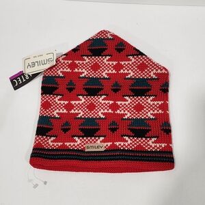 Vintage Smiley 100% Wool Knit Ski Hat Beanie Cap Mosaic NEW